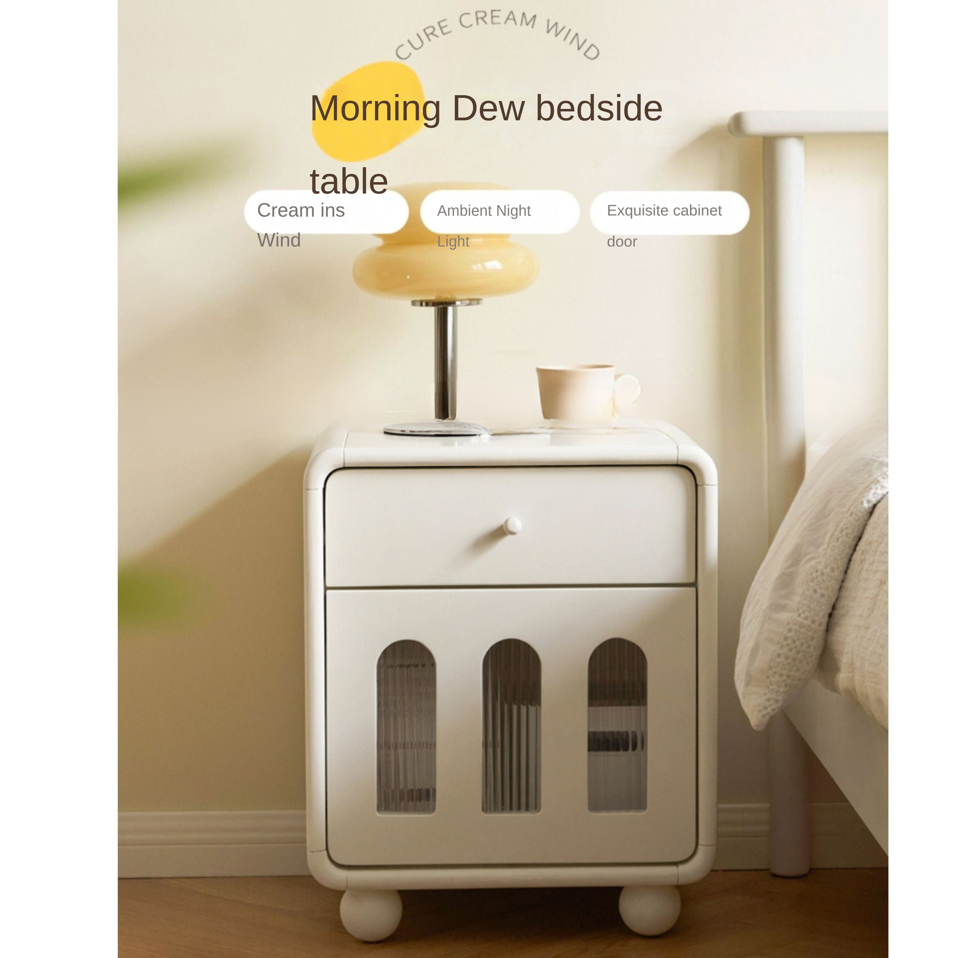 Rubber Solid Wood Light Luxury Nightstand