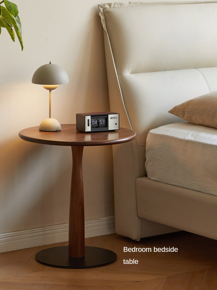 Black Walnut, Oak Solid Wood Round Side Table