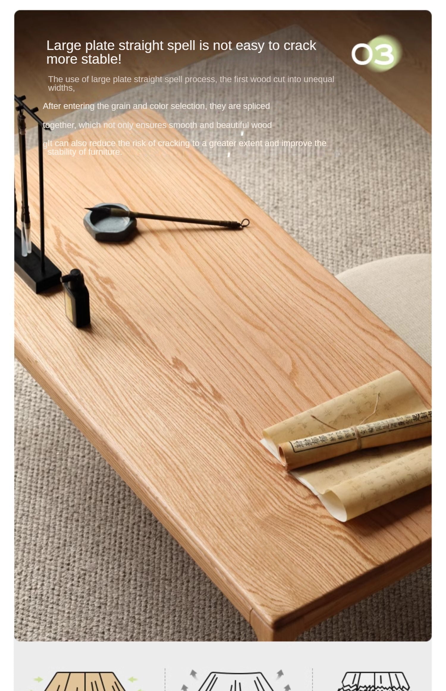 Oak, Black Walnut, Ash Solid Wood Japanese Style Tea Table