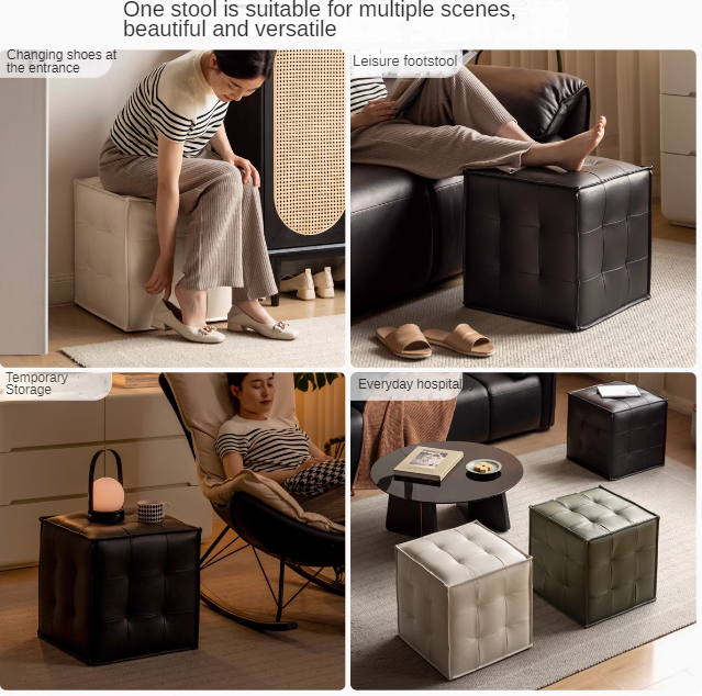 Genuine Leather Modern Makeup Stool footstool