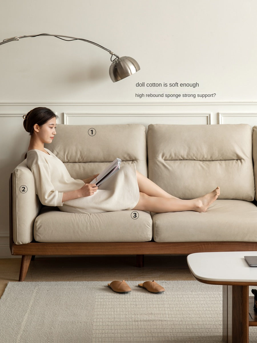 Black Walnut Solid Wood Sofa,Technology Cloth, Fabric.