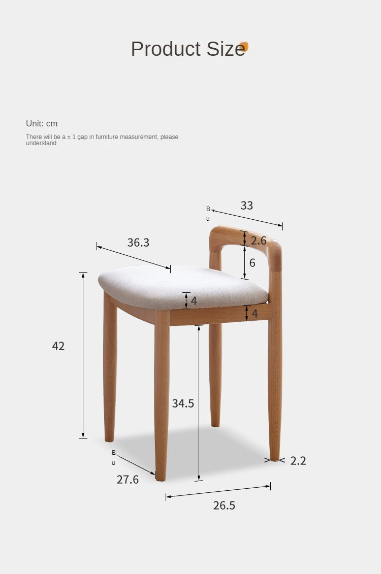 Beech solid wood makeup stool: