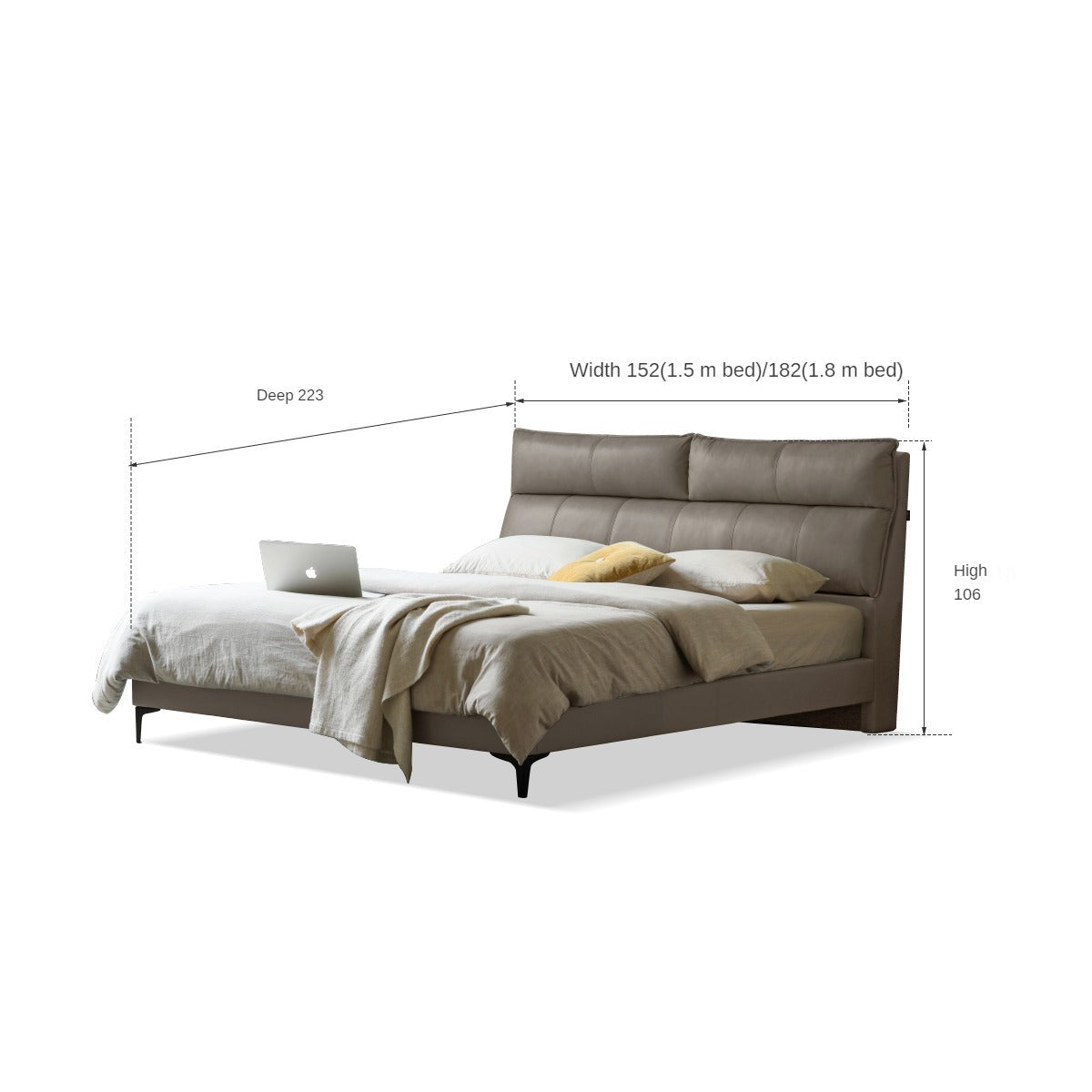 Cow Leather Bed ,Technology Cloth Wood Bed
