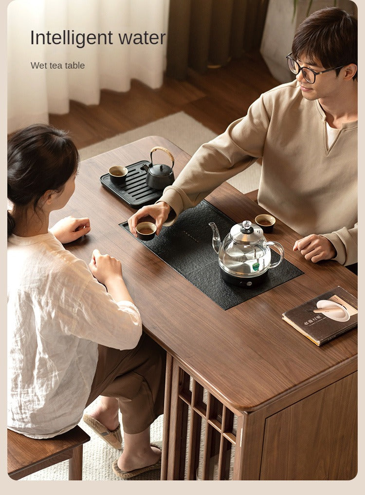 Black Walnut, Oak Solid Wood Large Plate Tea Table.
