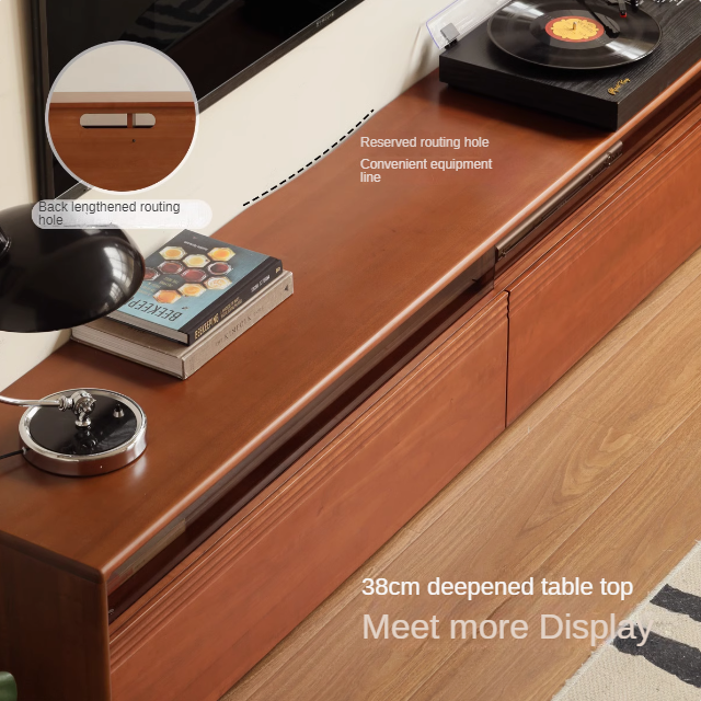 Poplar Solid Wood Retro Floor-Standing Medieval Style TV Cabinet.