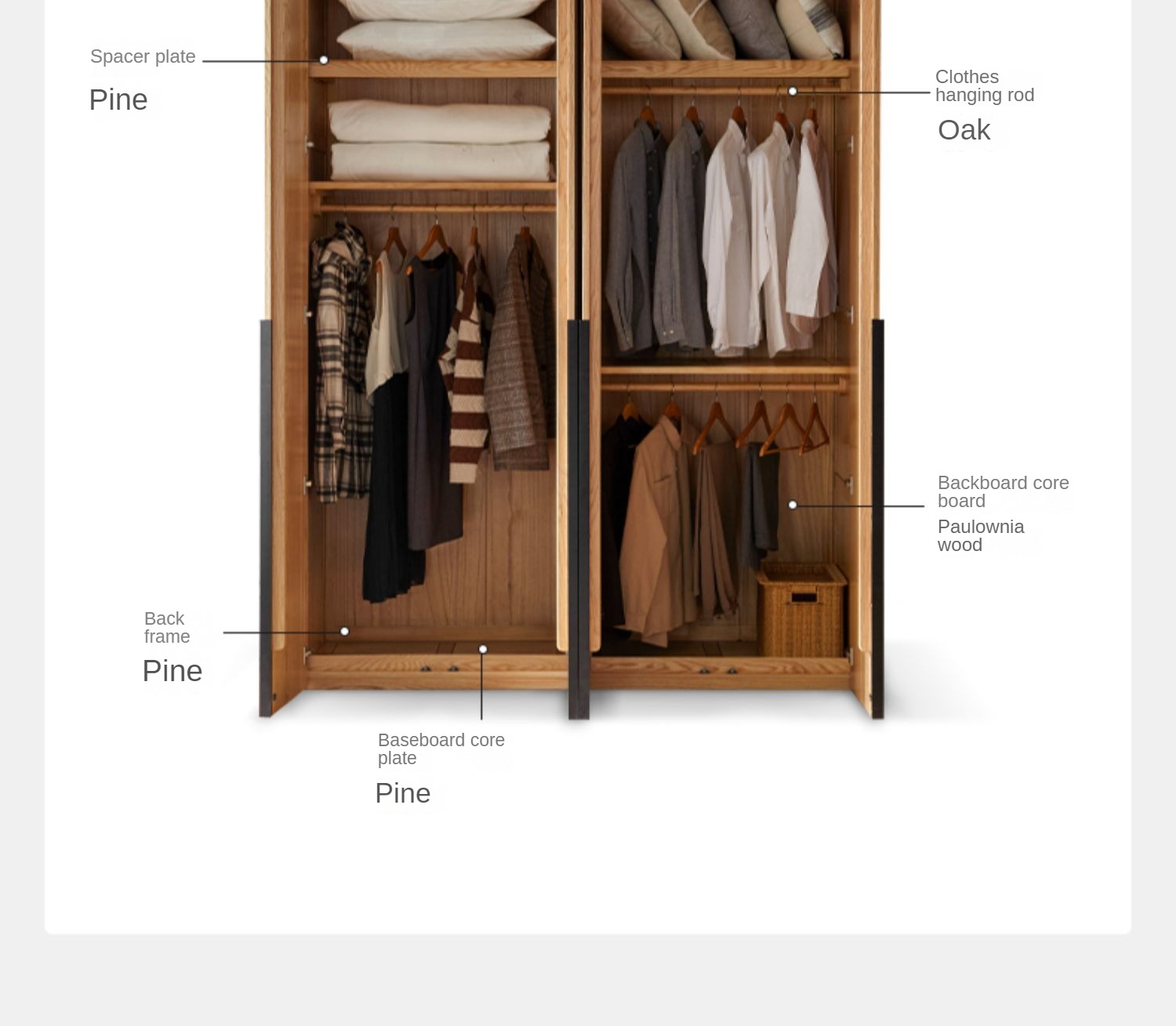 Oak solid wood high wardrobe modern"