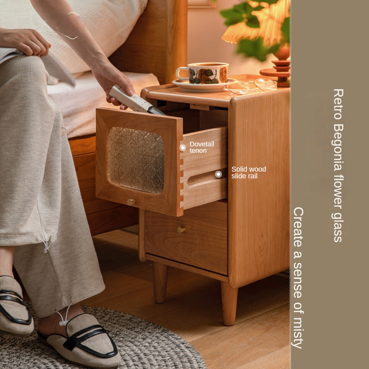 Cherry Solid Wood Nightstand.