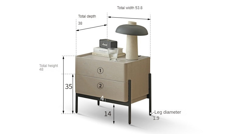 Morandi Premium Gray light luxury bedside storage Oak solid wood"