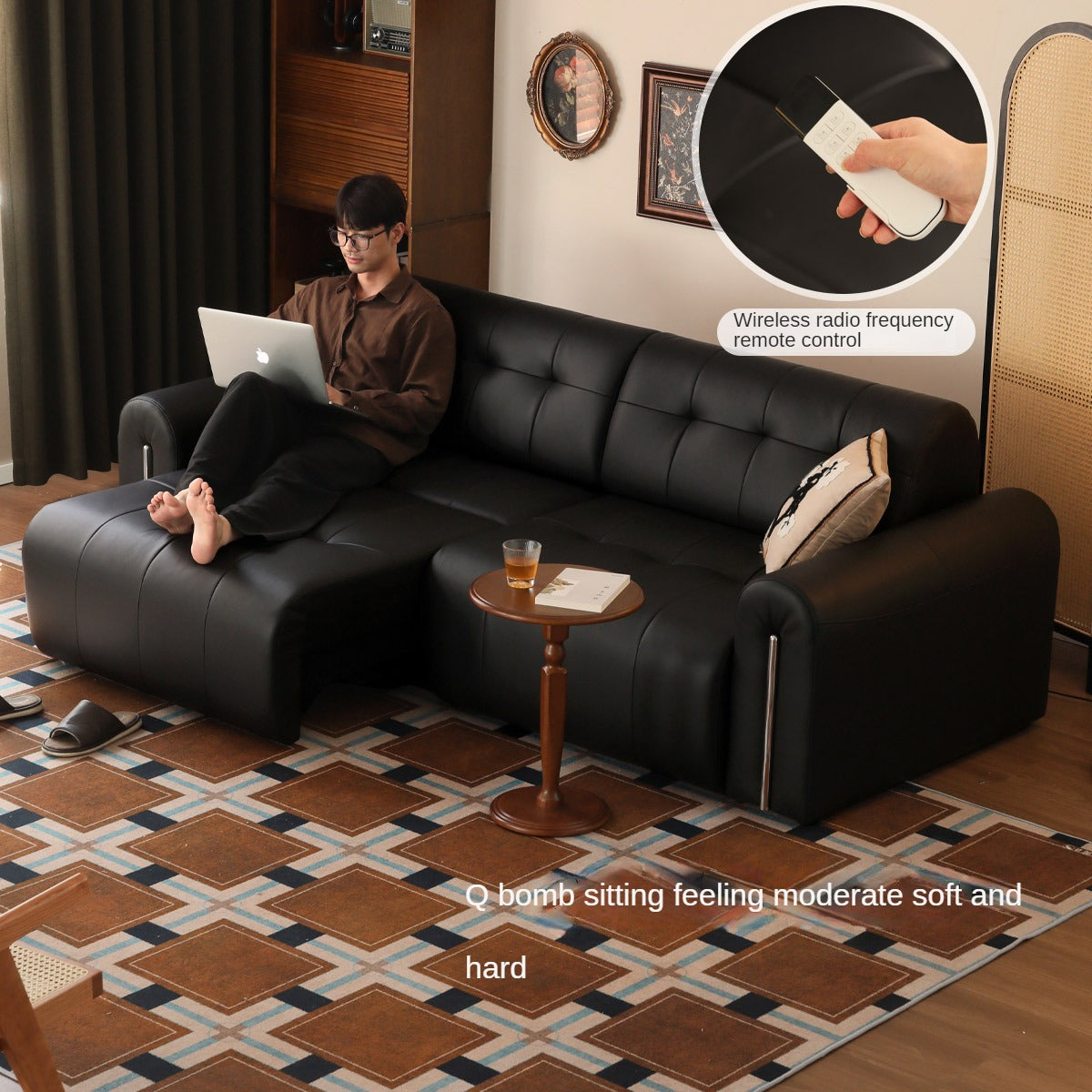 Fabric Electric Italian Style Sitting and Sleeping Sofa.