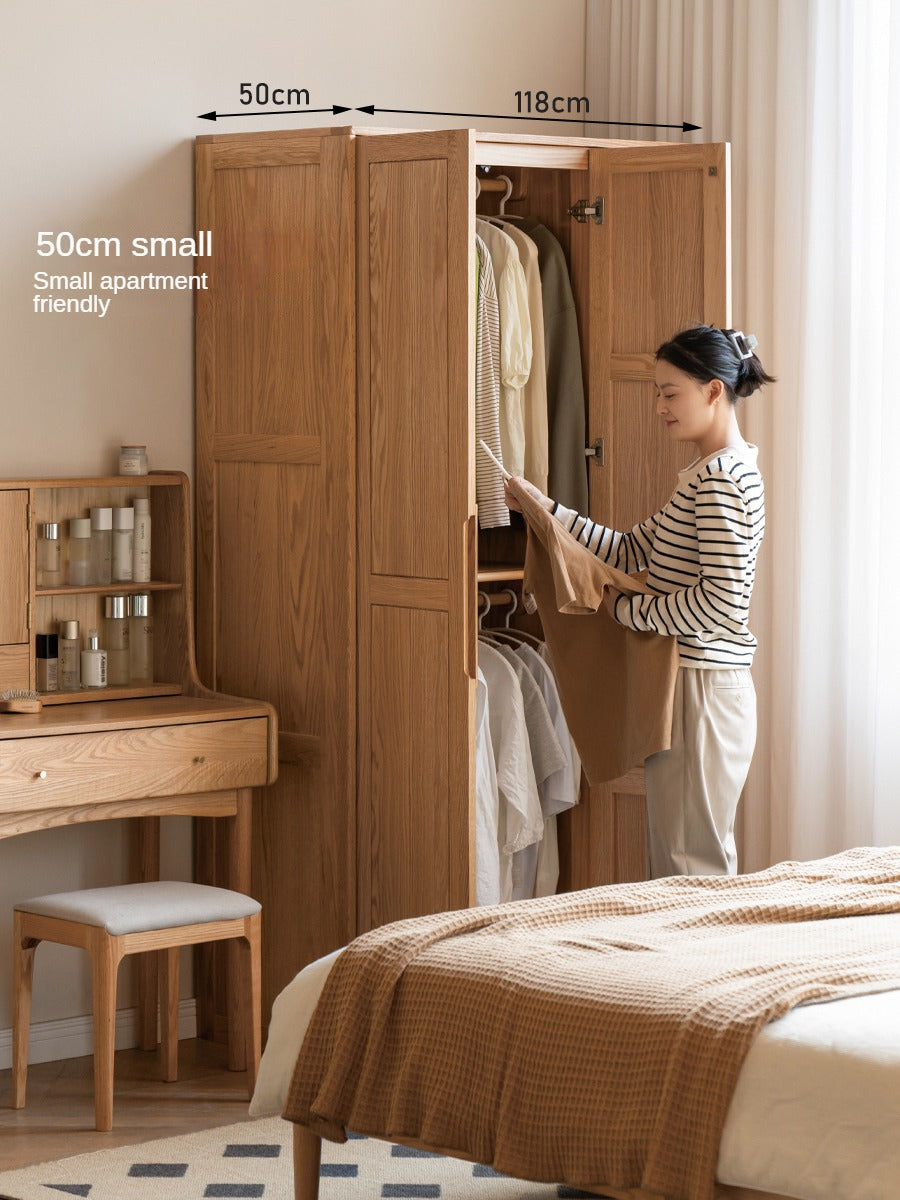 Oak Solid Wood Narrow Wardrobe.