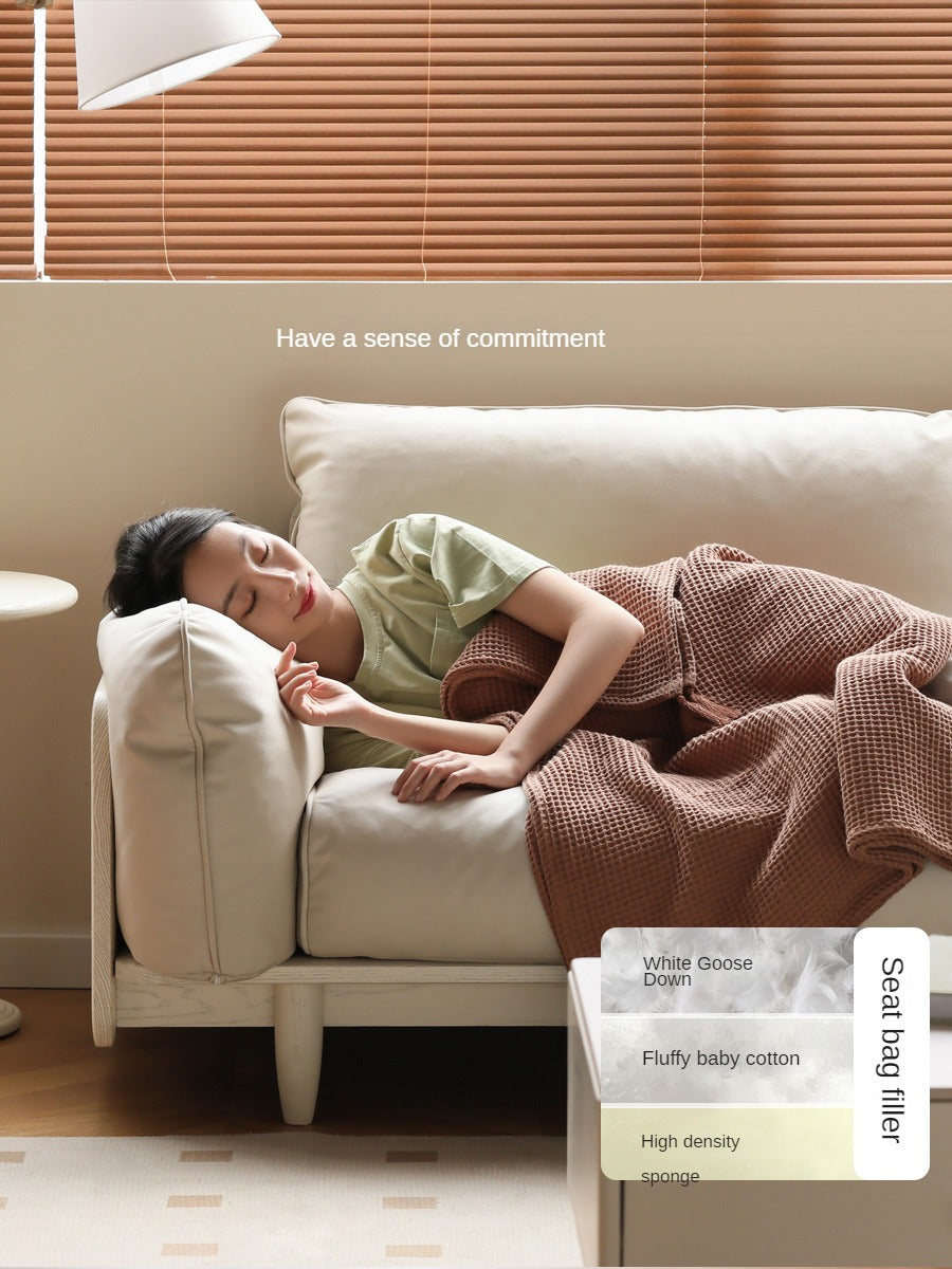 Oak Solid Wood Cream Style Sofa.