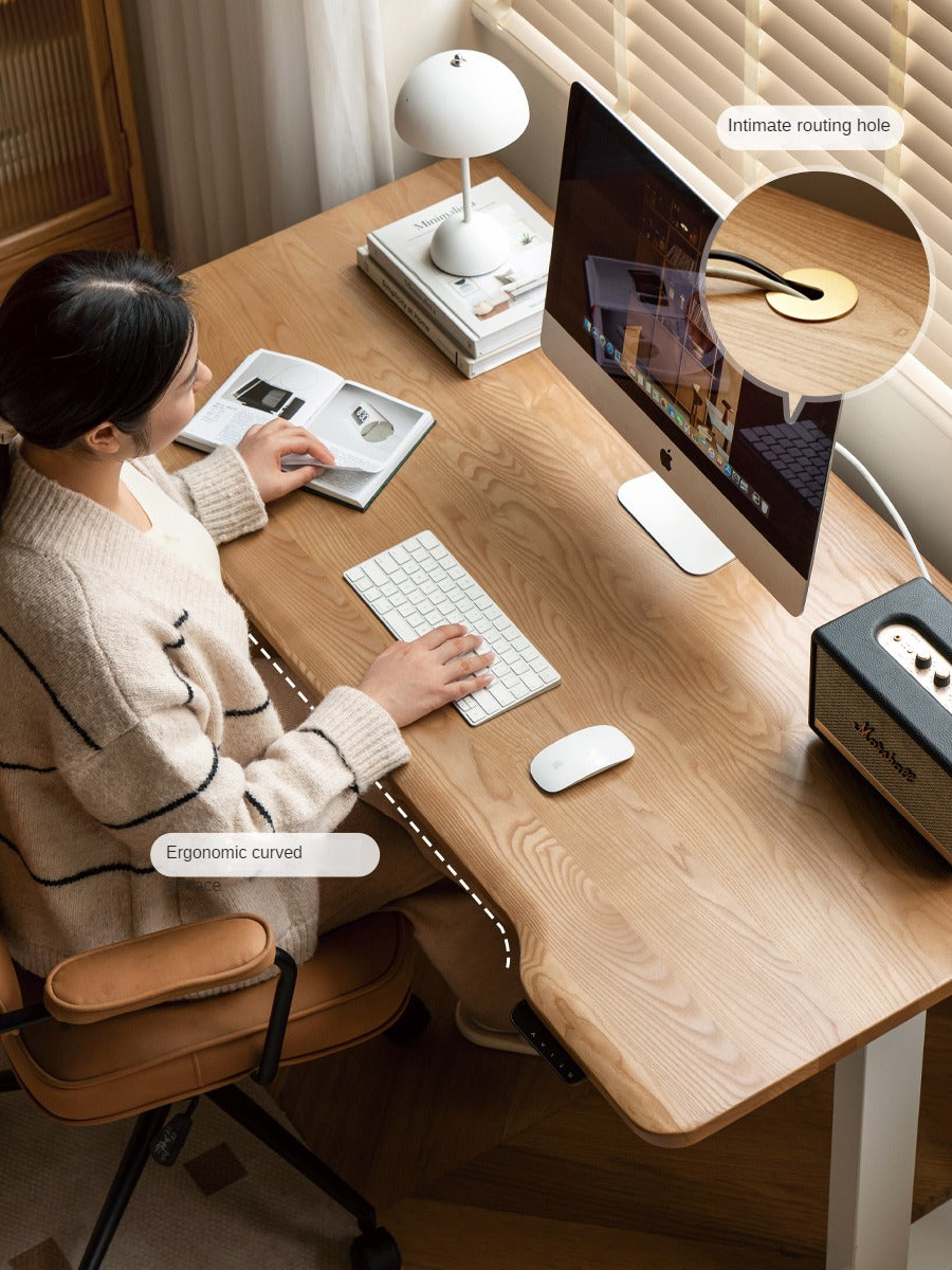 Cherry, Ash, Black Walnut Solid Wood Electric Lift Standing Desk