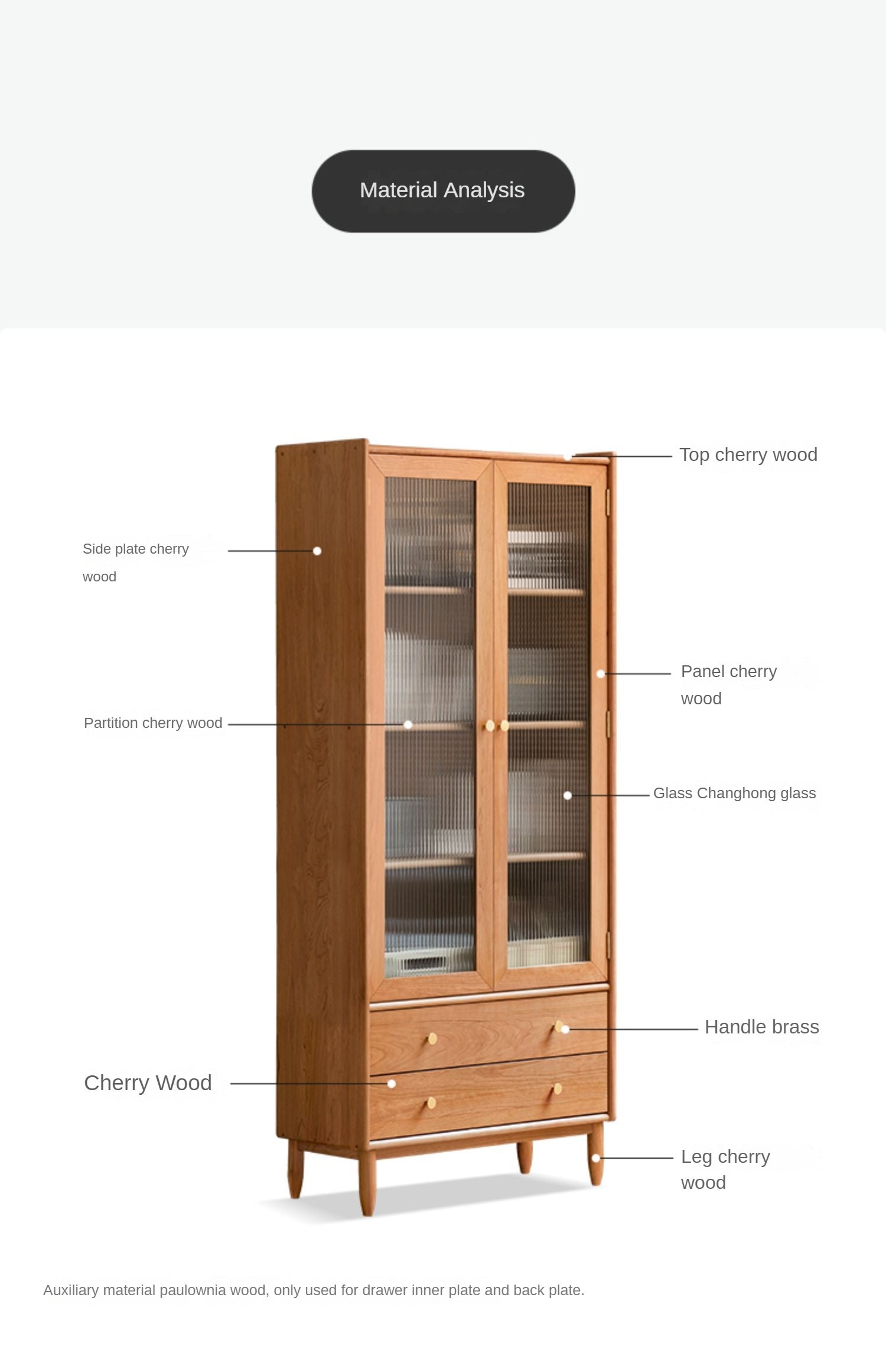 Cherry Solid Wood Bookcase Nordic Modern Cabinet Office Bookshelf