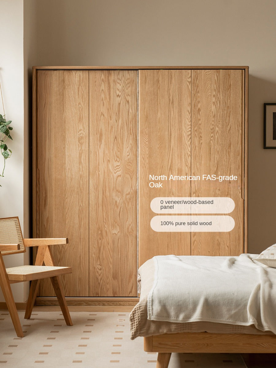 Oak Solid Wood Sliding Door Wardrobe.