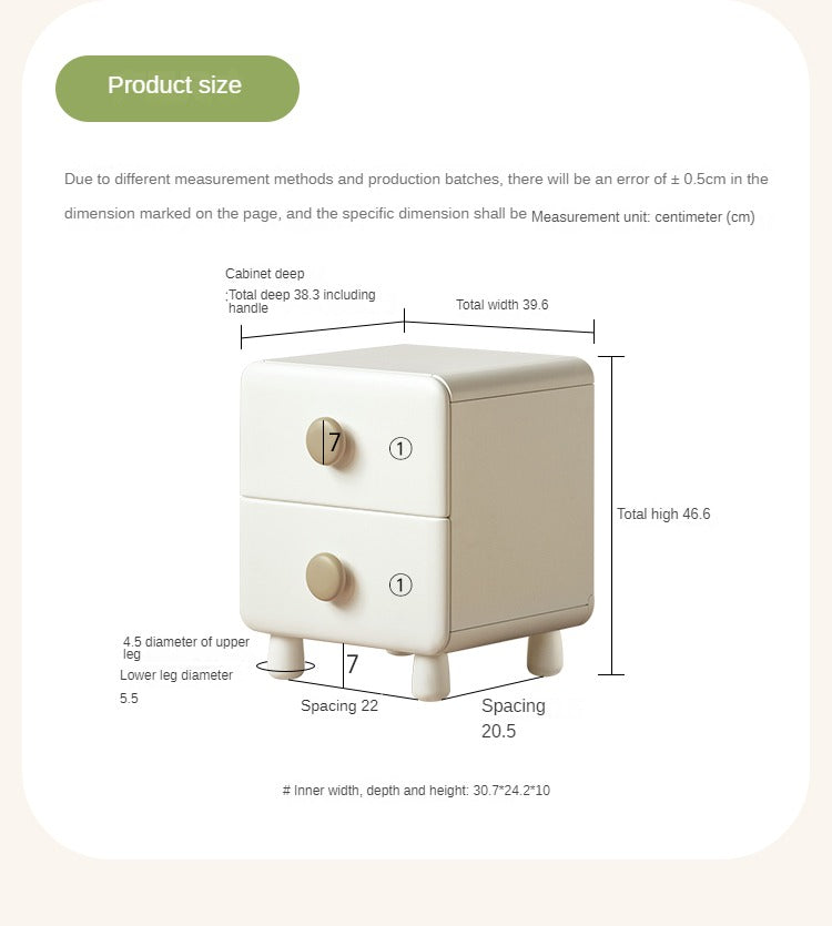 Rubber Solid Wood Cream Style Locker Kids Nightstand