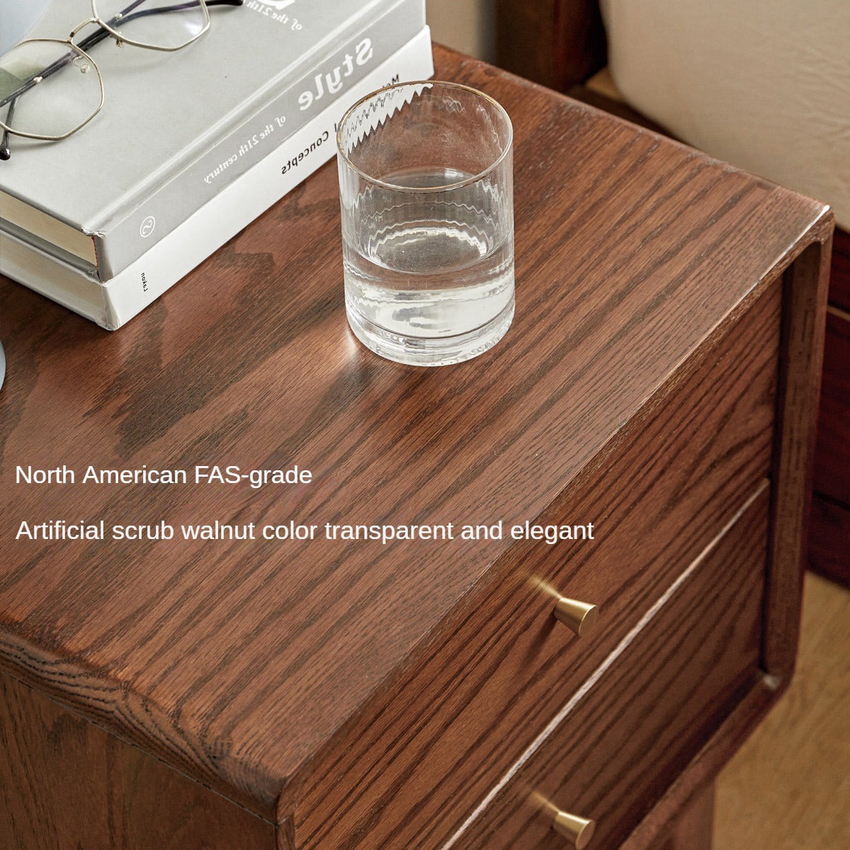 Oak Solid Wood Nordic Nightstand.