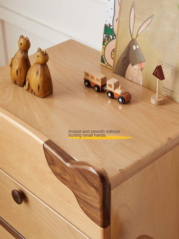 Beech Solid Wood  Kids Chest of Drawers -Type Toy Storage Cabinet