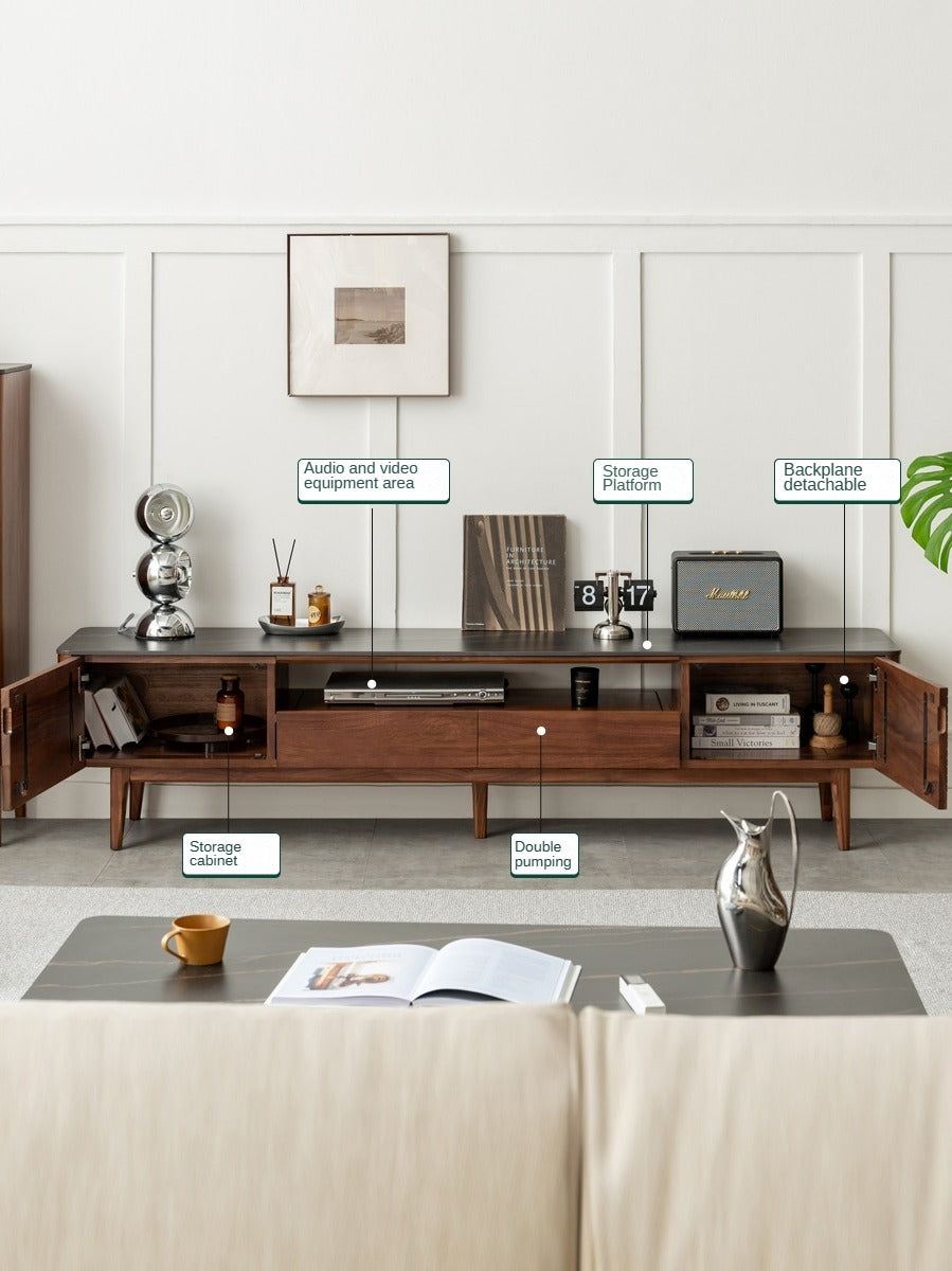 Black Walnut Solid Wood Slate TV Stand.