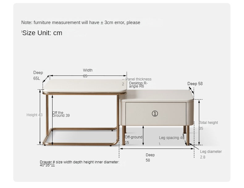 Solid RubberWood Combination Telescopic Coffee Table Cream Wind