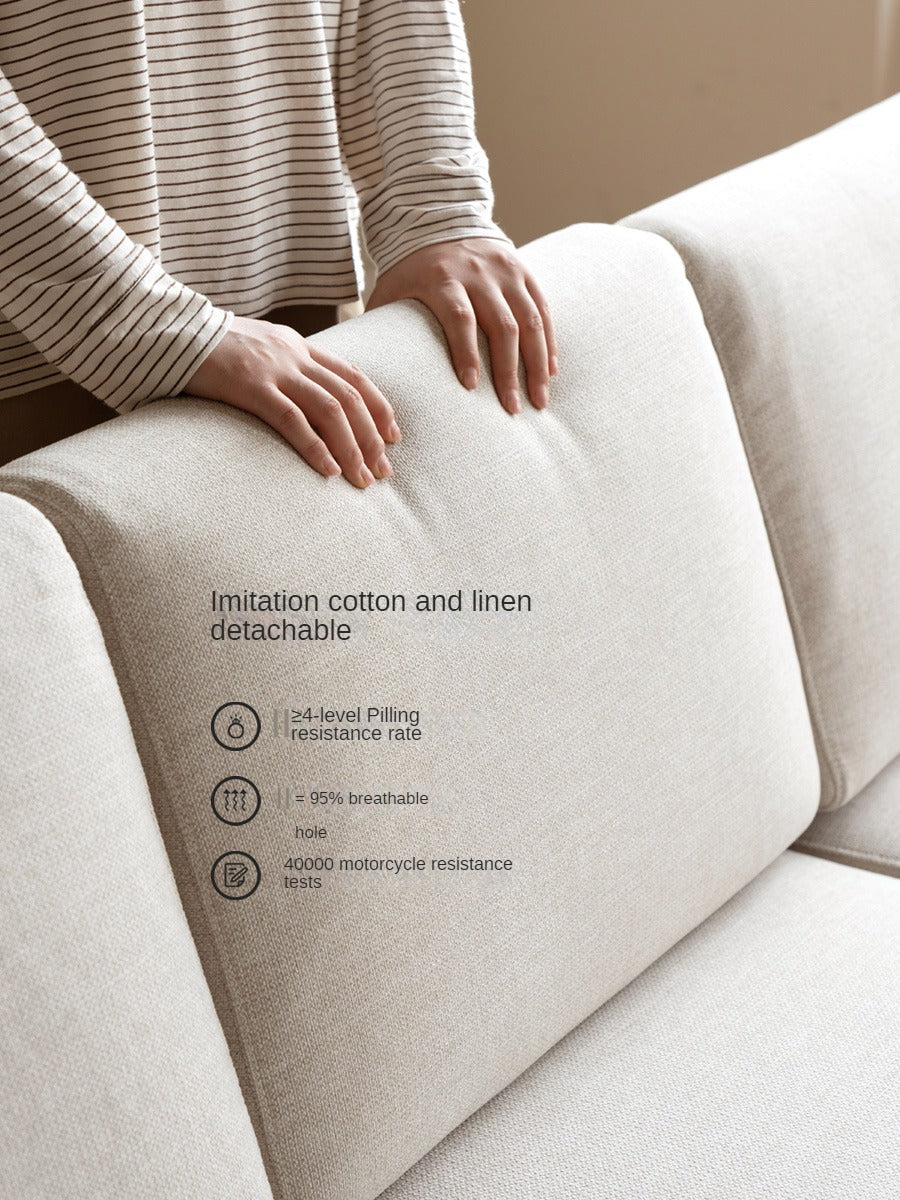 Oak, Solid Rubberwood Walnut Color Fabric Sofa.