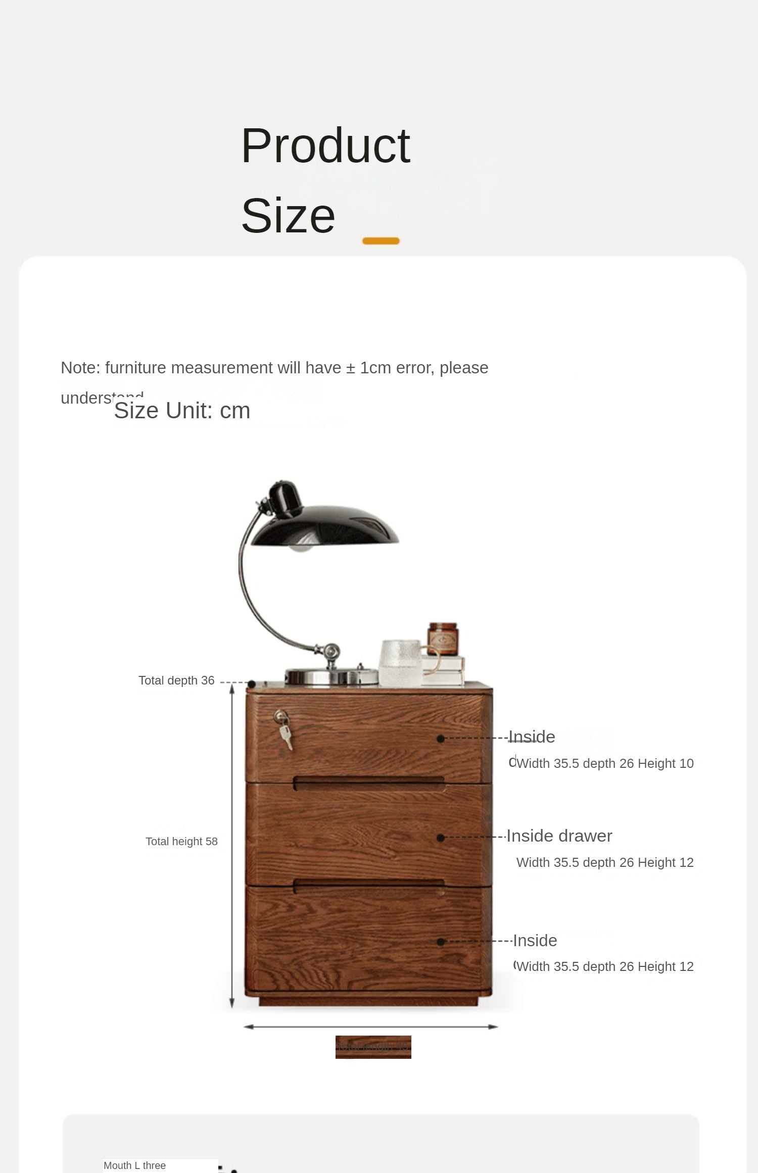 Oak Solid Wood Nightstand with Lock.