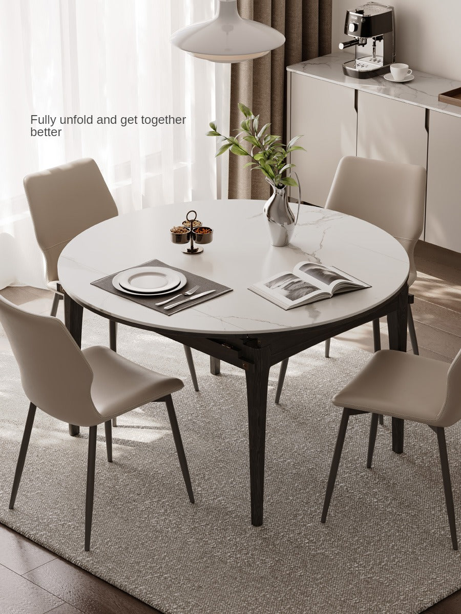 Oak Solid Wood Light Luxury Rock Slab Folding Dining Table