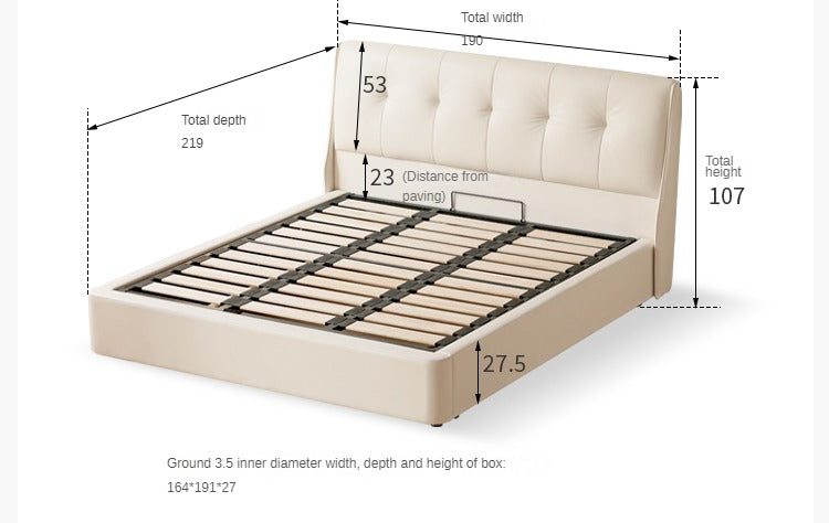 Leather Cream Soft Box Bed