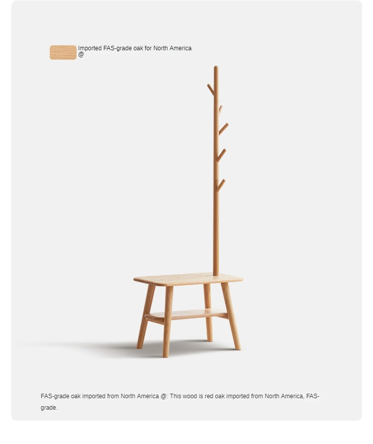 Oak Solid Wood Shoe Stool With Hanger