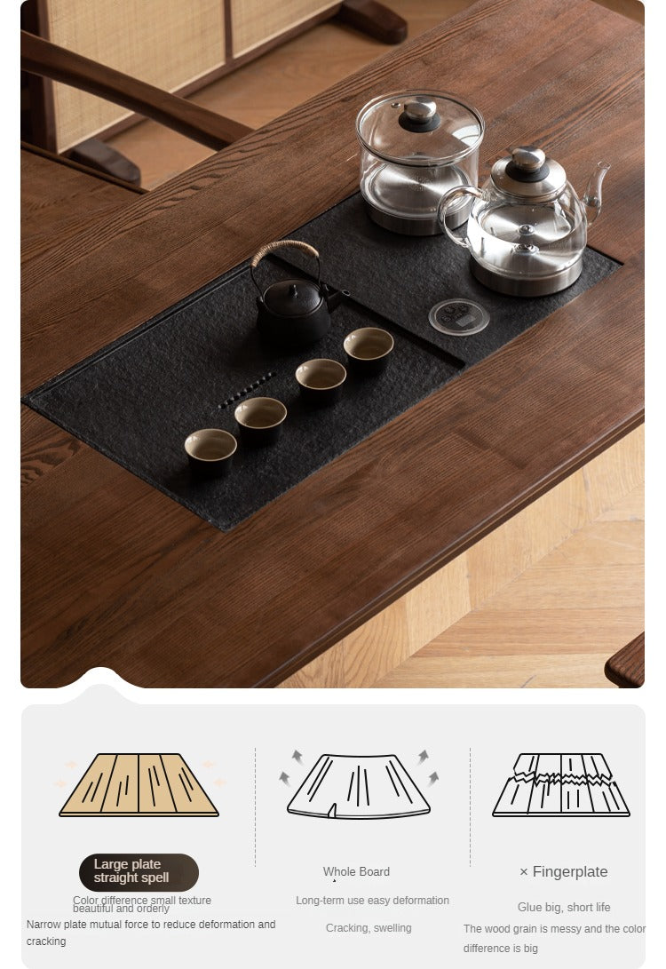 Ash Solid Wood Tea Table Tea Tray Integrated