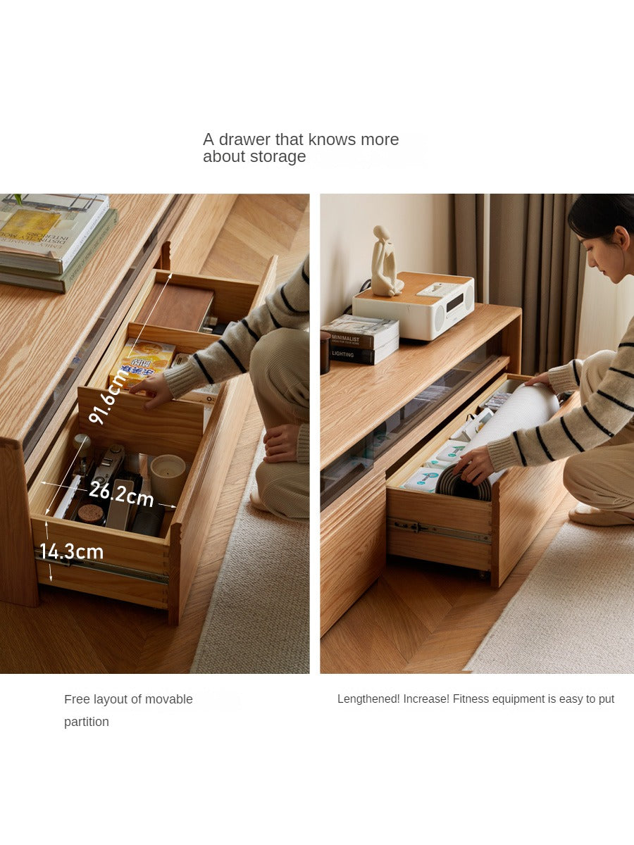 Black Walnut, Oak, Cherry Solid Wood TV Stand Floor Cabinet