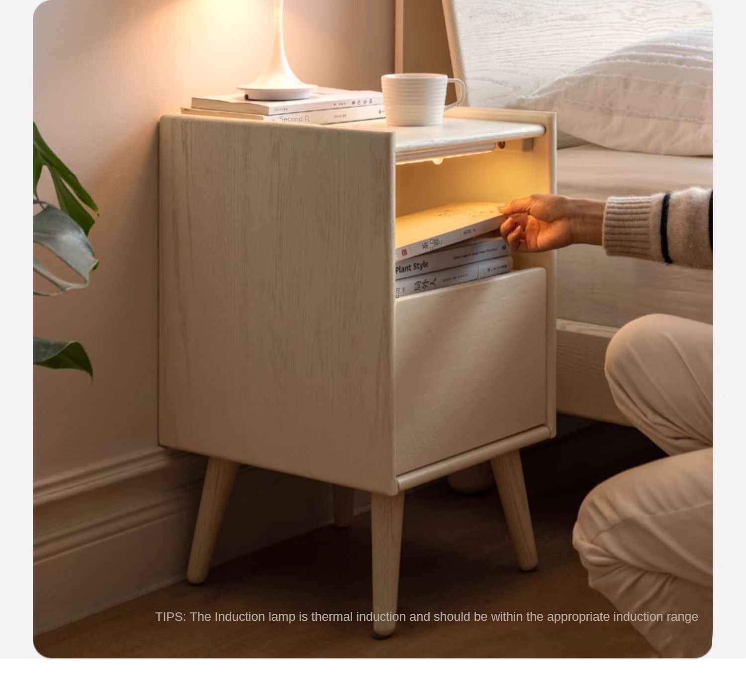 Solid Rubberwood Nightstand.