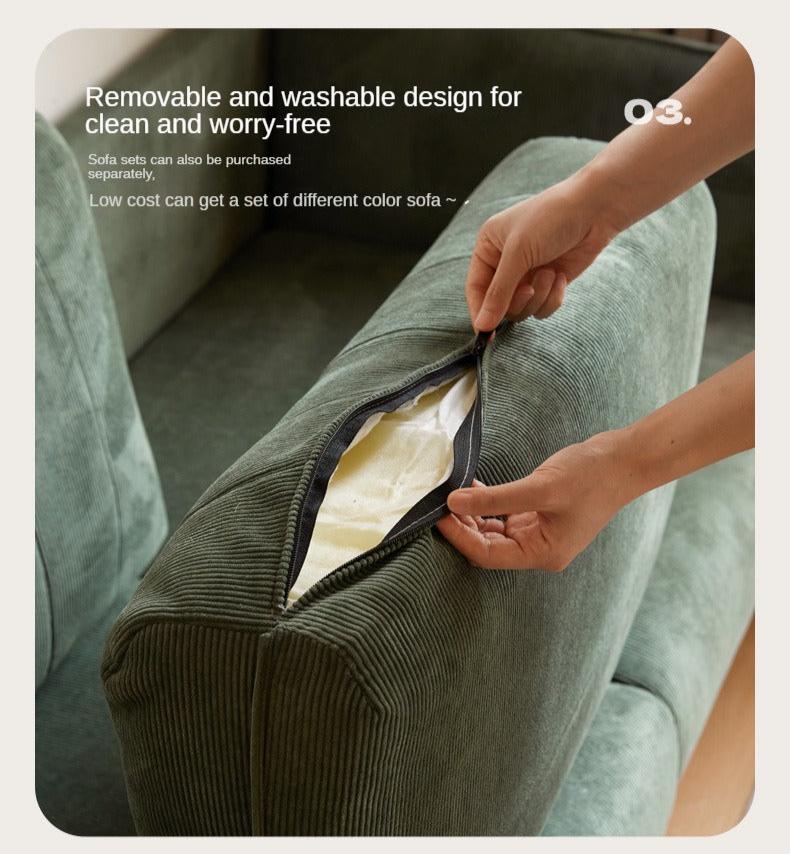 Oak, Beech Solid Wood Modern Simple Fabric Straight Sofa