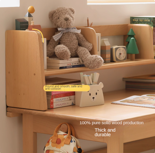 Beech, Oak, Poplar Solid Wood Nordic Study Bookshelf