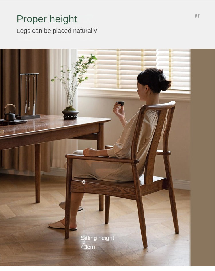 Black Walnut, Ash Solid Wood Backrest Dining Armchair