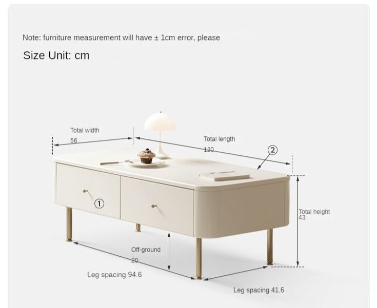 Poplar Solid Wood Modern White Storage Coffee Table
