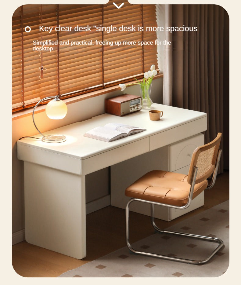 Solid RubberWood Wood Desk Bookshelf Integrated Study Table