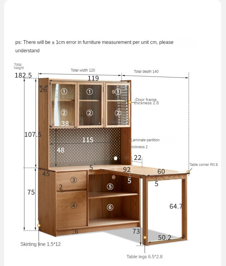 Oak Solid Wood Desk Bookcase Integrated Corner Office Table