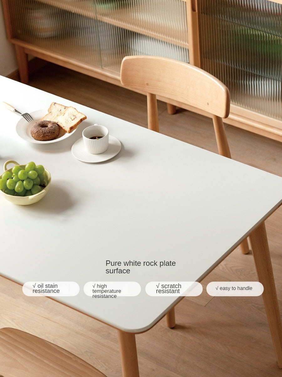 Beech Solid Wood Dining Table With Rock Slab Surface