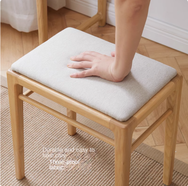 Ash Solid Wood Nordic Soft Makeup Stool