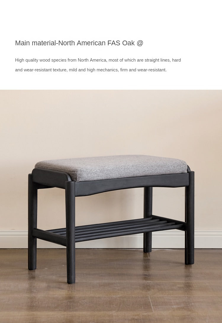 Back Walnut, Oak, Beech, Cherry Solid Wood Shoe Storage Bench