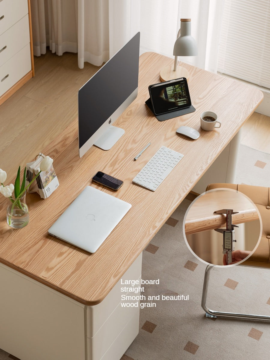 Oak Solid Wood Desk With Lower Cabinet