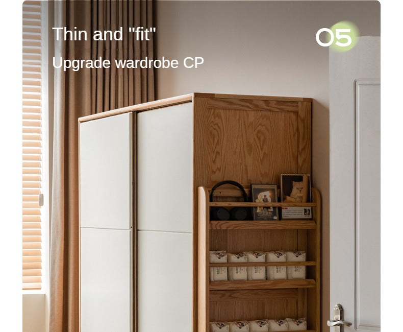 Oak, Beech Solid Wood Wall-mounted Ultra-thin Bookshelf