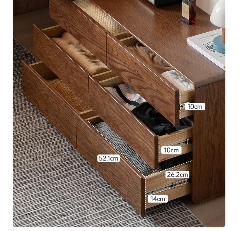 Oak Solid Wood Retro Style Retractable Dressing Table.