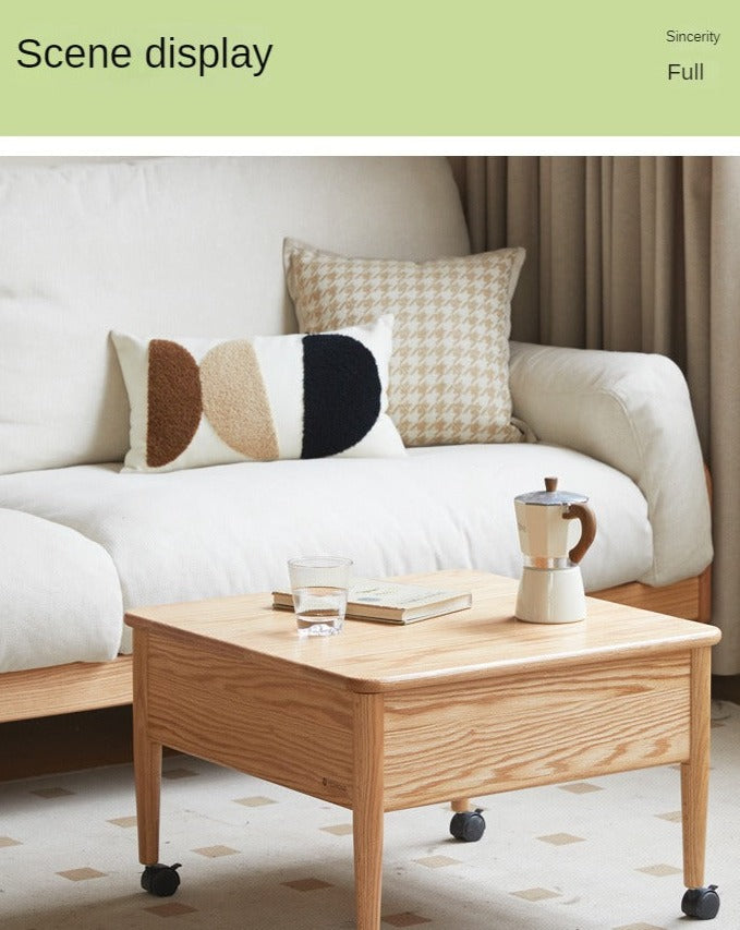 Oak Solid Wood Elevated Dual Purpose Folding Coffee Table