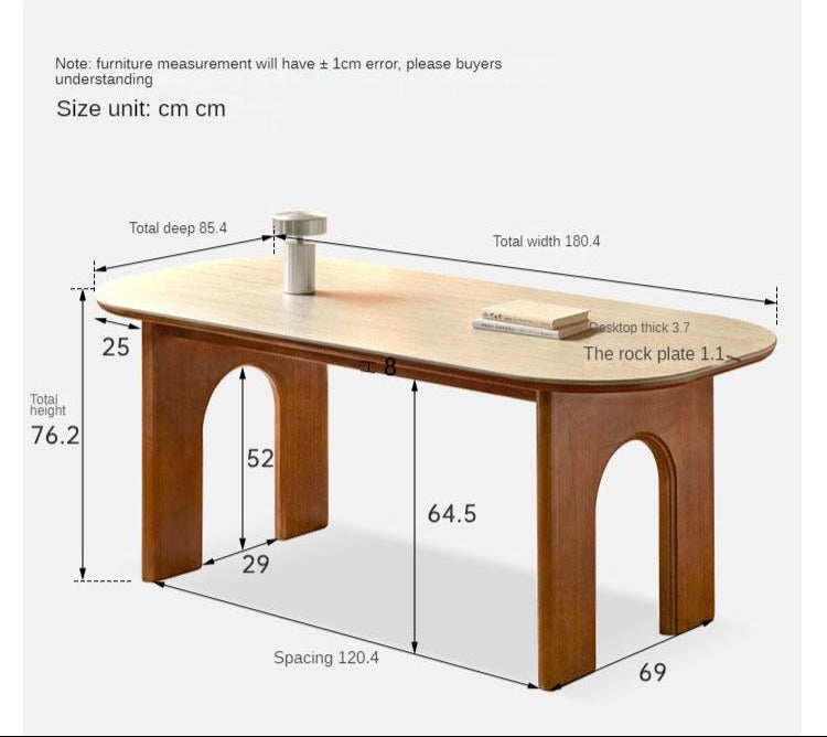 Poplar, Birch Solid Wood Rock French Retro Dining Table