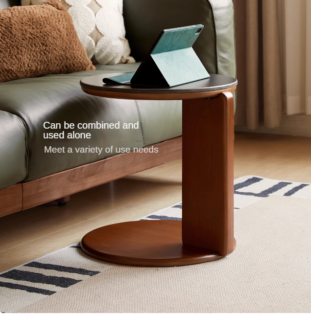 Poplar Solid Wood Rock Board Medieval Round Coffee Table