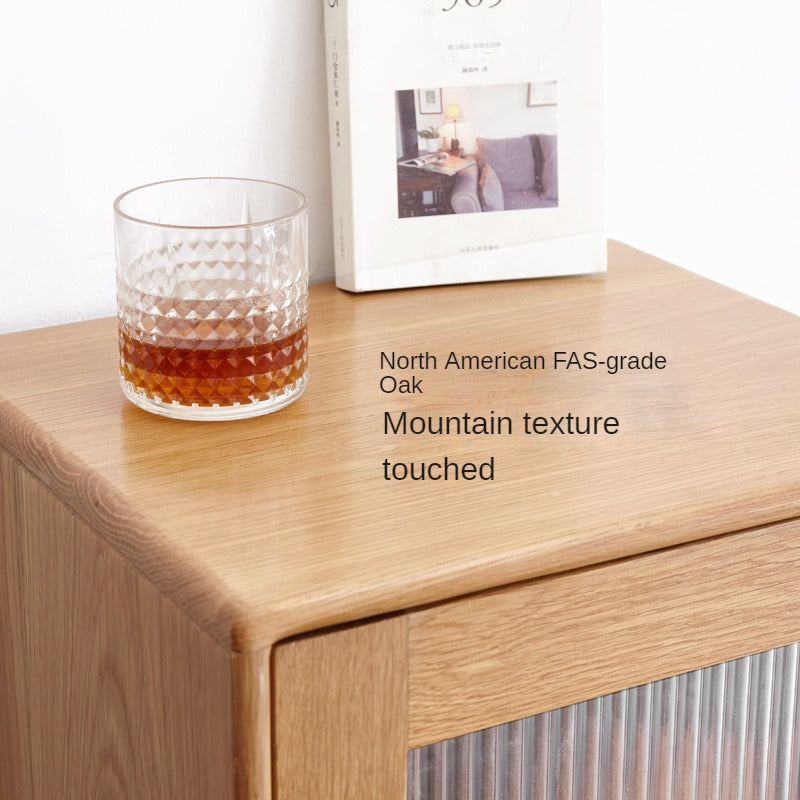 Oak Solid Wood TV High Side Cabinet Glass Door