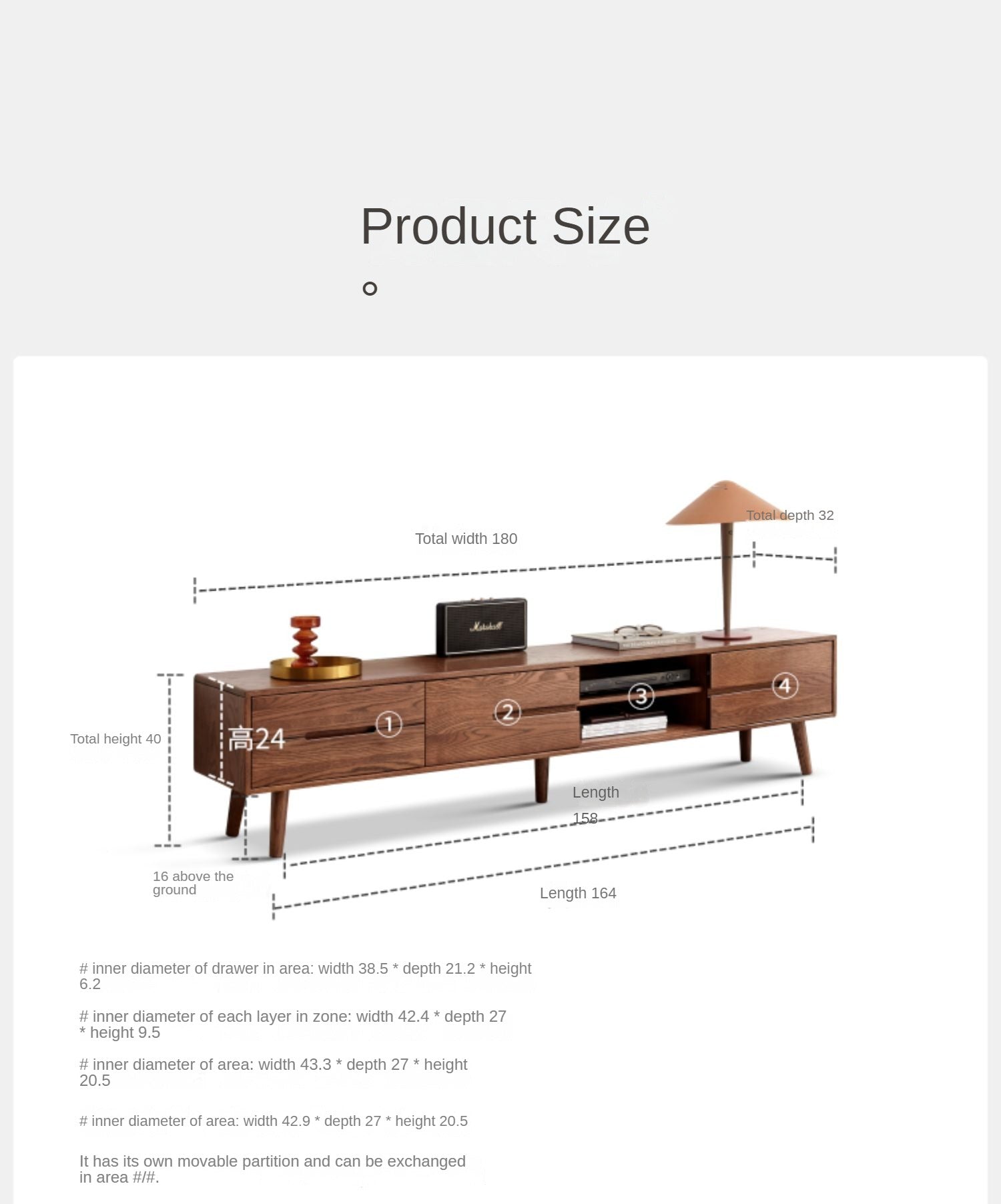 TV stand sliding door Oak Solid wood"