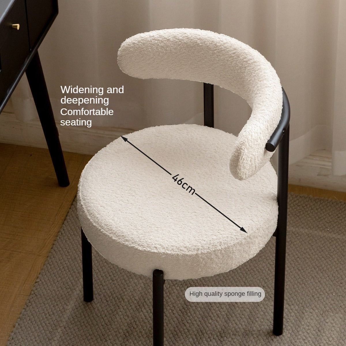 Fabric, Organic Leather Dressing Cream Style Makeup Stool