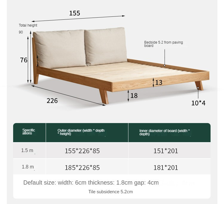 Oak Solid Wood Soft Bed